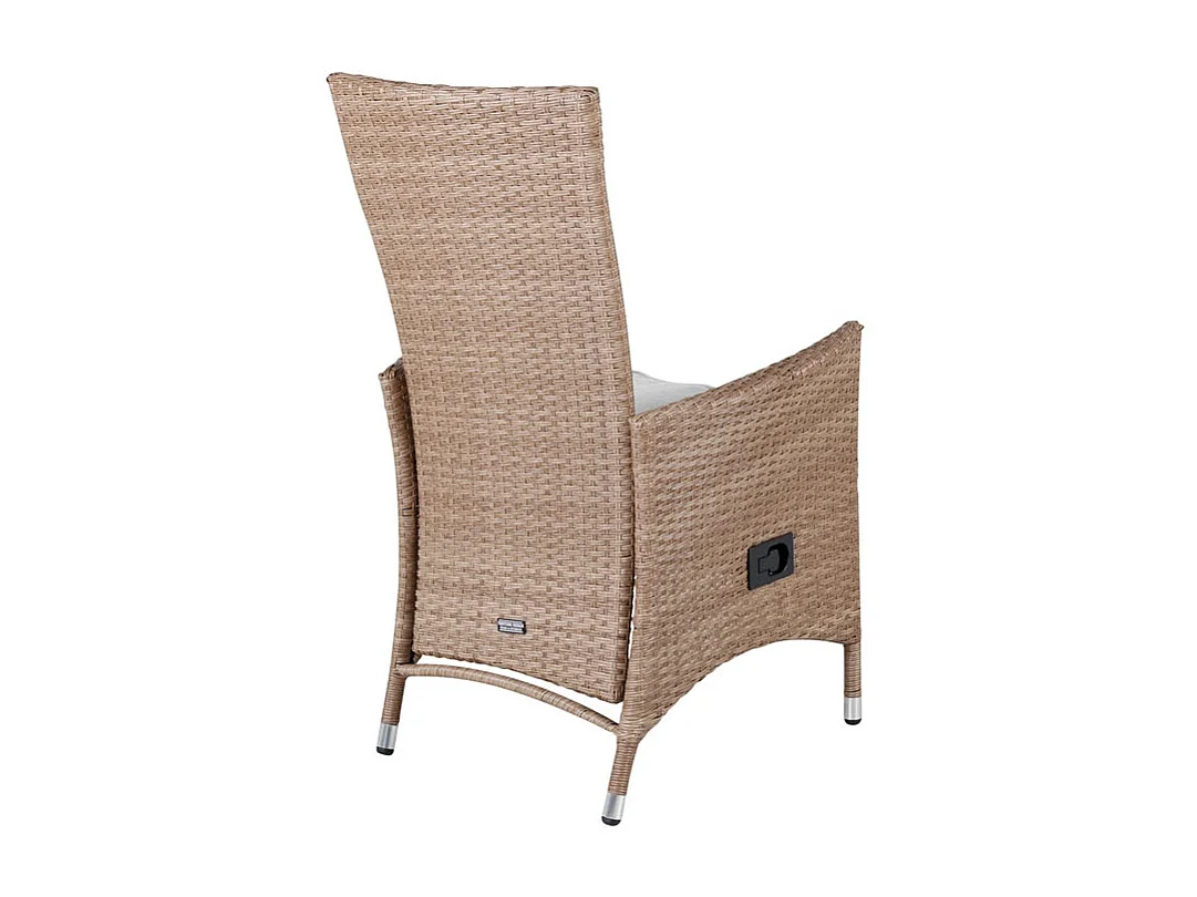Padova Chaise de jardin avec accoudoirs, coussins inclus, réglable, naturel.