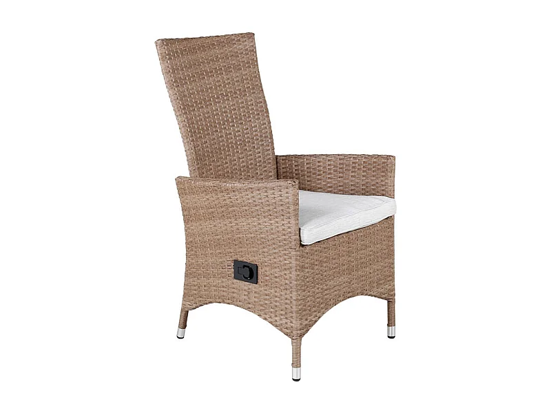 Padova Chaise de jardin avec accoudoirs, coussins inclus, réglable, naturel.