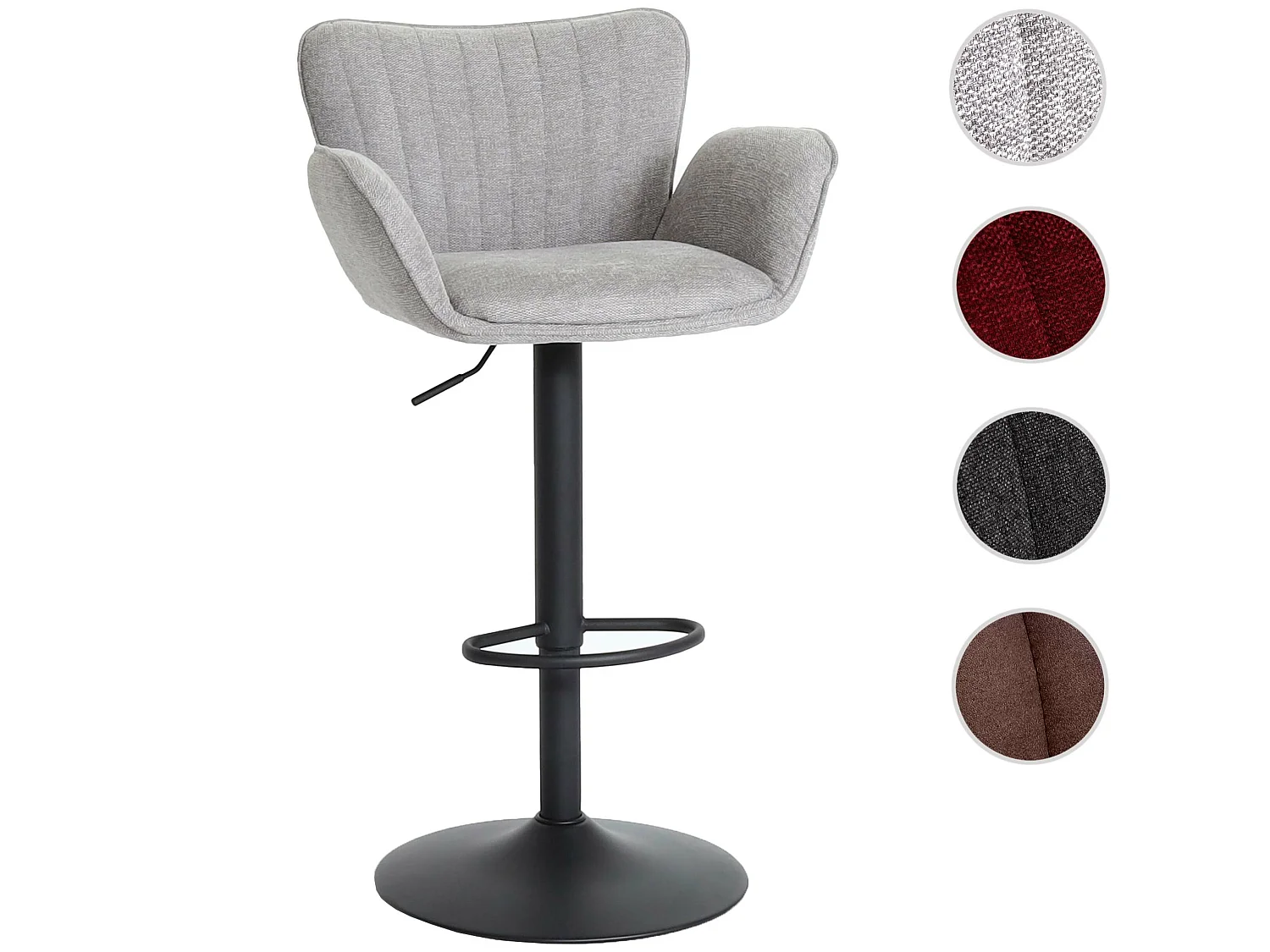 Tabouret de bar MCW-M67,  gris clair pied noir
