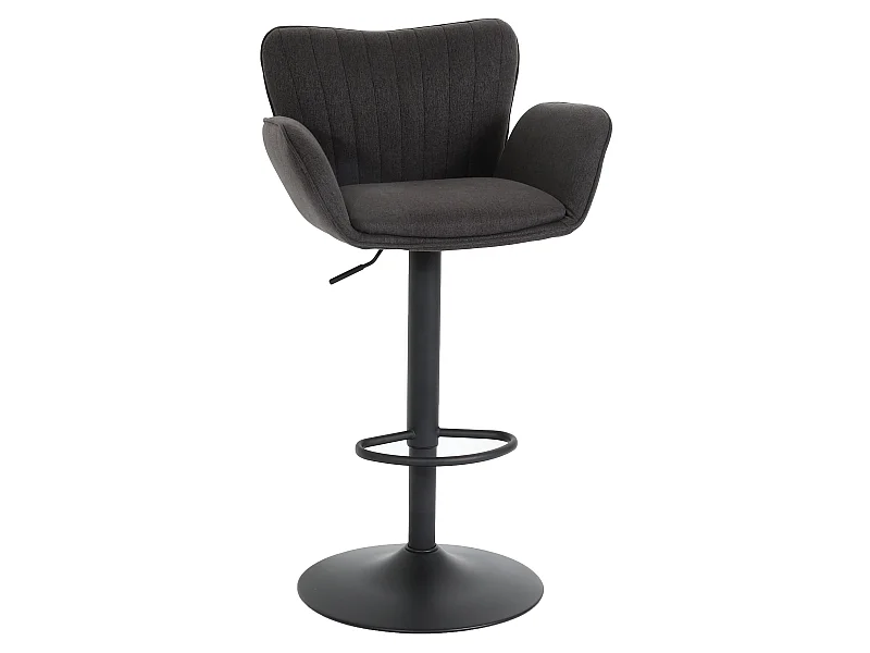 Tabouret de bar MCW-M67,  gris foncé pied noir