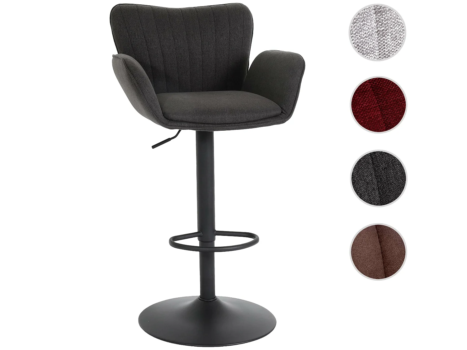 Tabouret de bar MCW-M67,  gris foncé pied noir