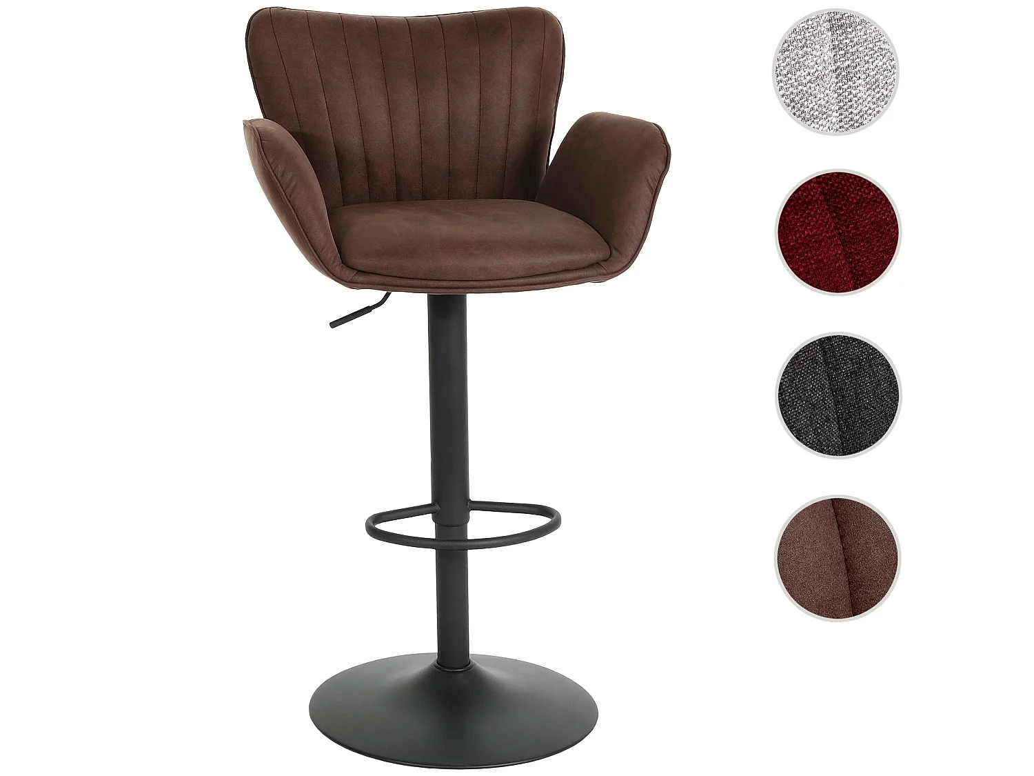 Tabouret de bar MCW-M67,  brun foncé pied noir