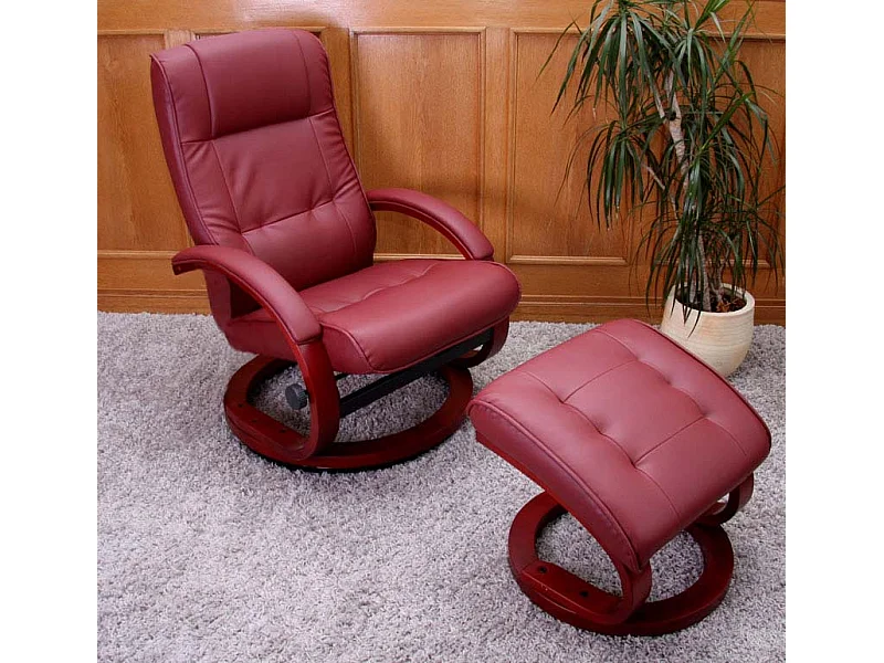 Poltrona relax reclinabile La Spezia ecopelle girevole con poggiapiedi bordeaux