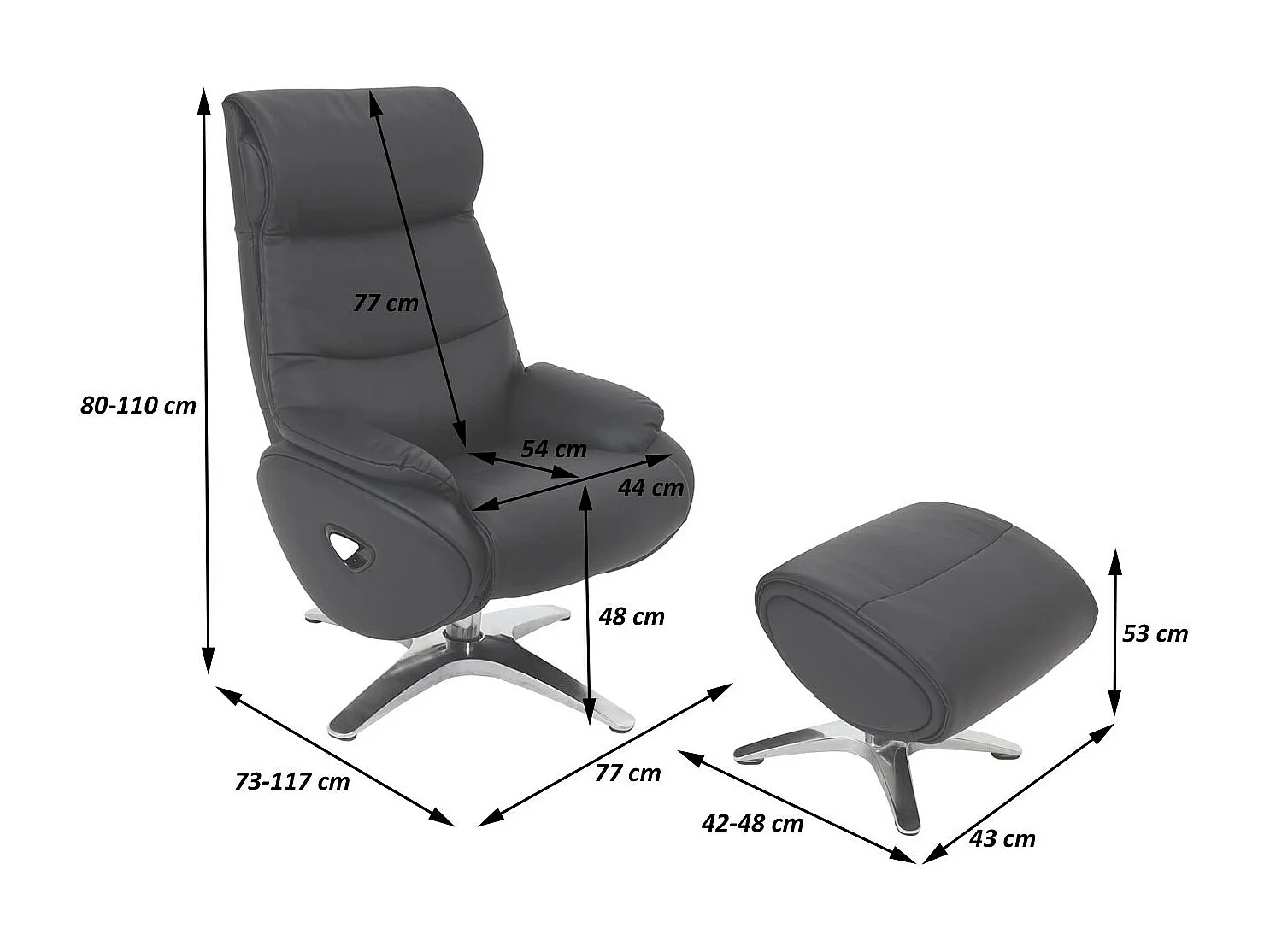 Relaxsessel mit Hocker MCW-K98, Schwarz