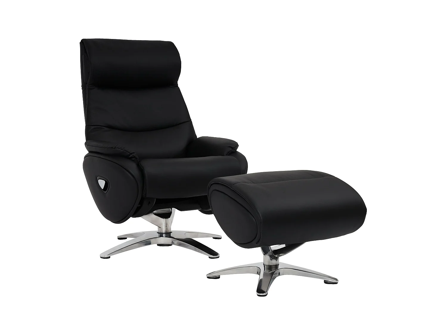 Relaxfauteuil met kruk MCW-K98,  zwart