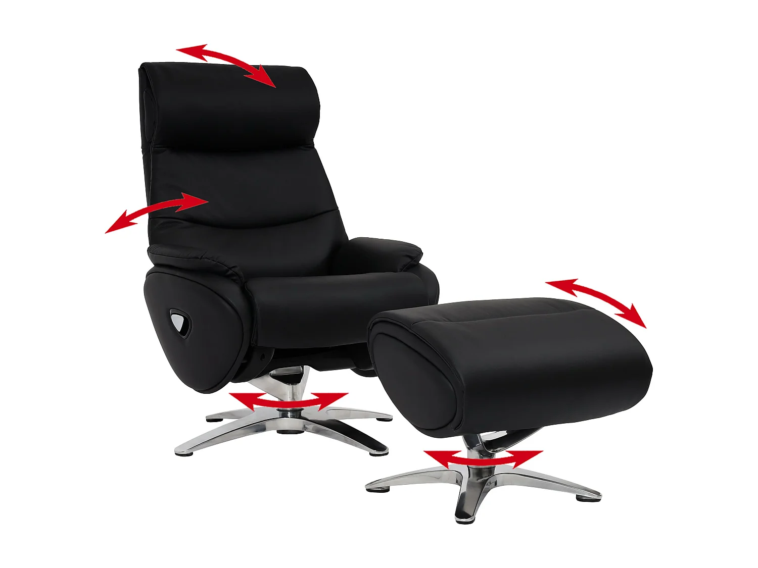 Relaxsessel mit Hocker MCW-K98, Schwarz