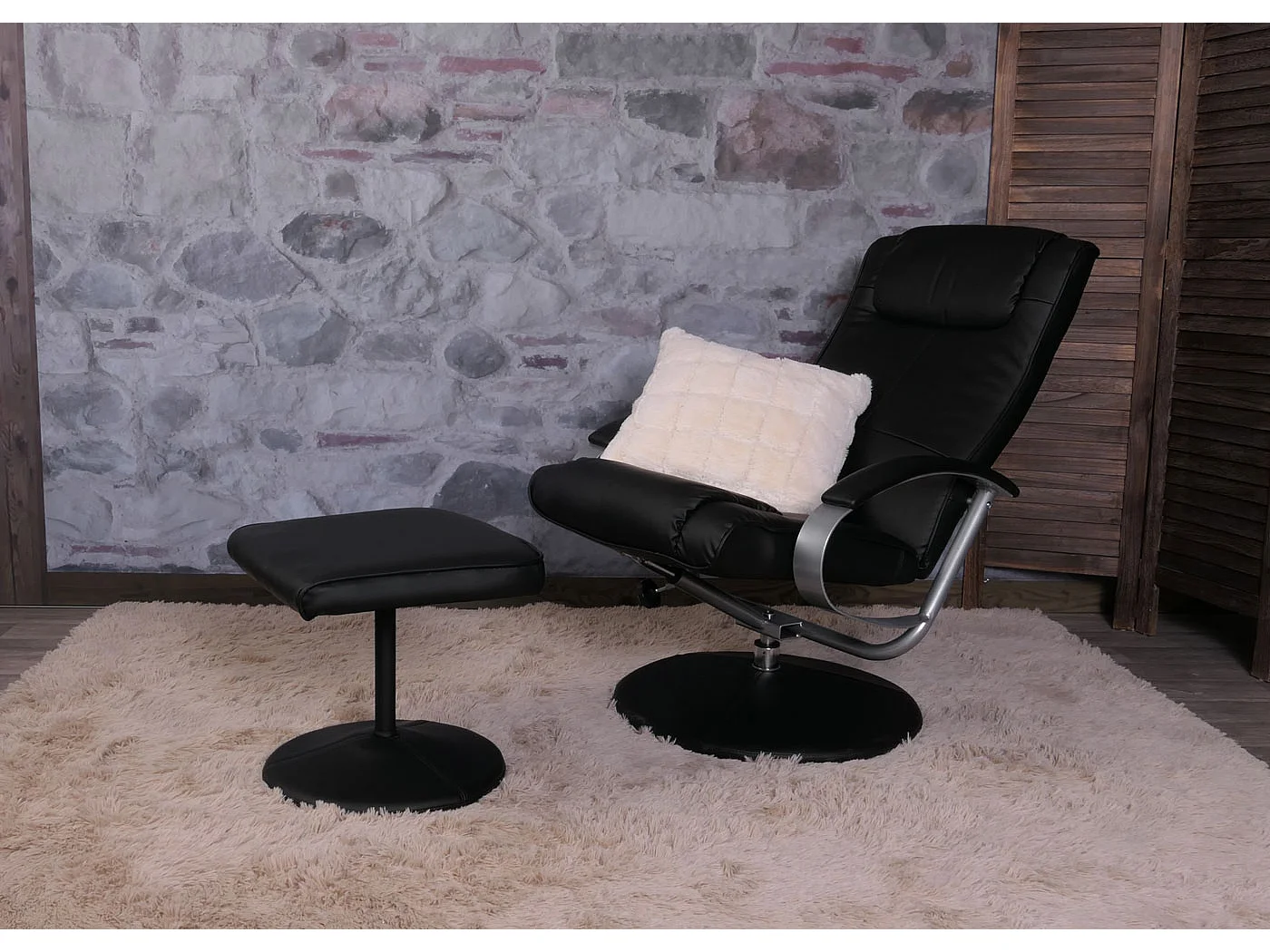 Leżanka Siena z taboretem,  czarny