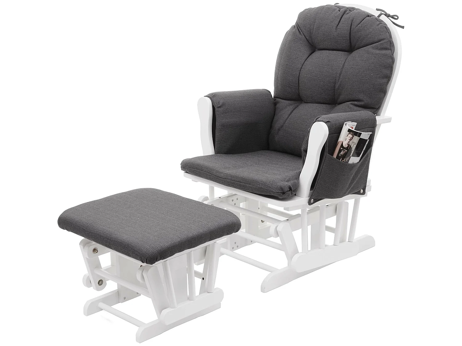 Relaxsessel MCW-C76 Schwingstuhl, Stoff/Textil, dunkelgrau, Gestell weiß