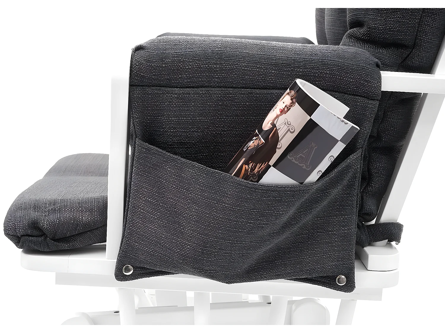 Relaxsessel MCW-C76 Schwingstuhl, Stoff/Textil, dunkelgrau, Gestell weiß