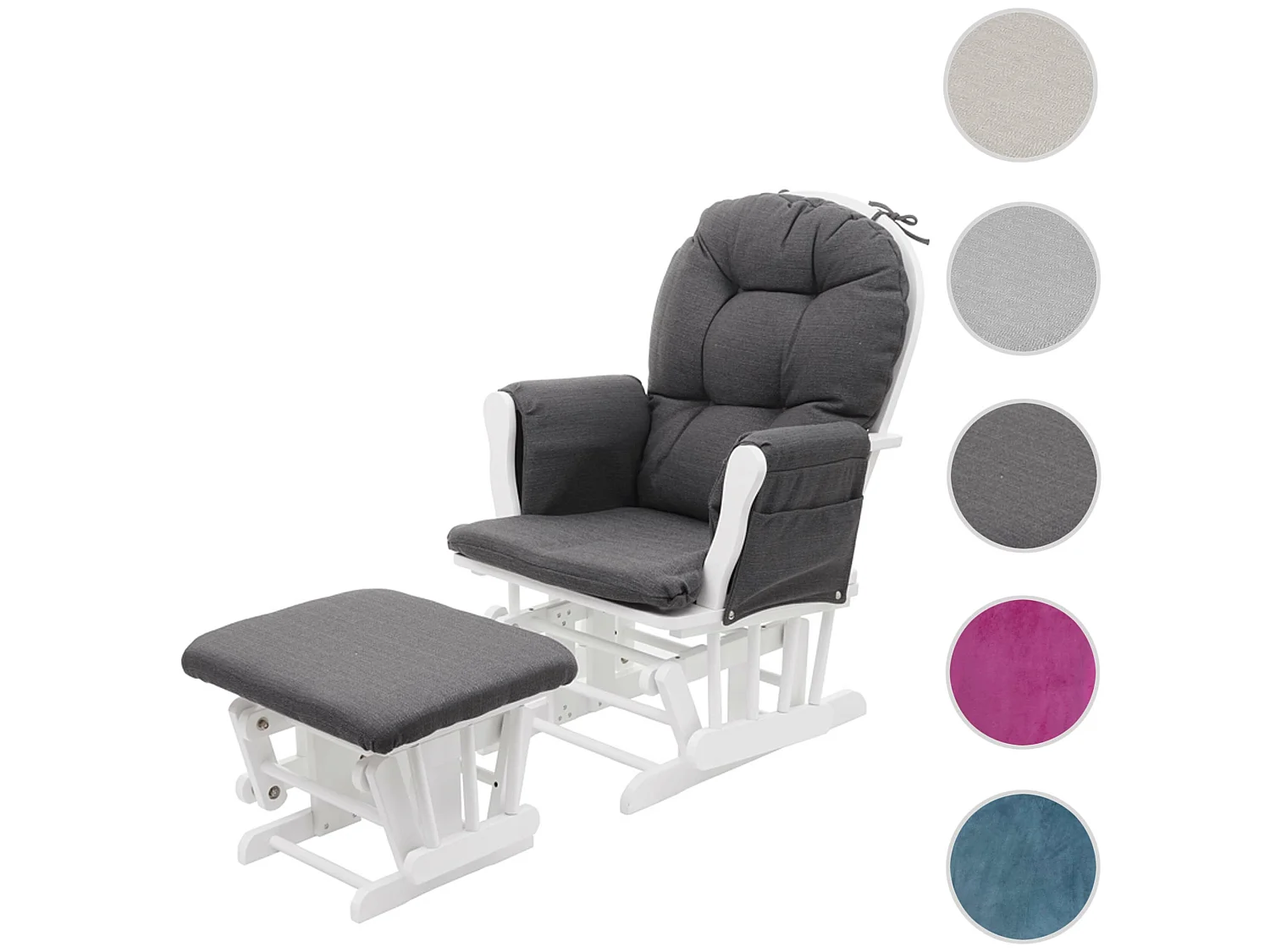 Relaxsessel MCW-C76 Schwingstuhl, Stoff/Textil, dunkelgrau, Gestell weiß