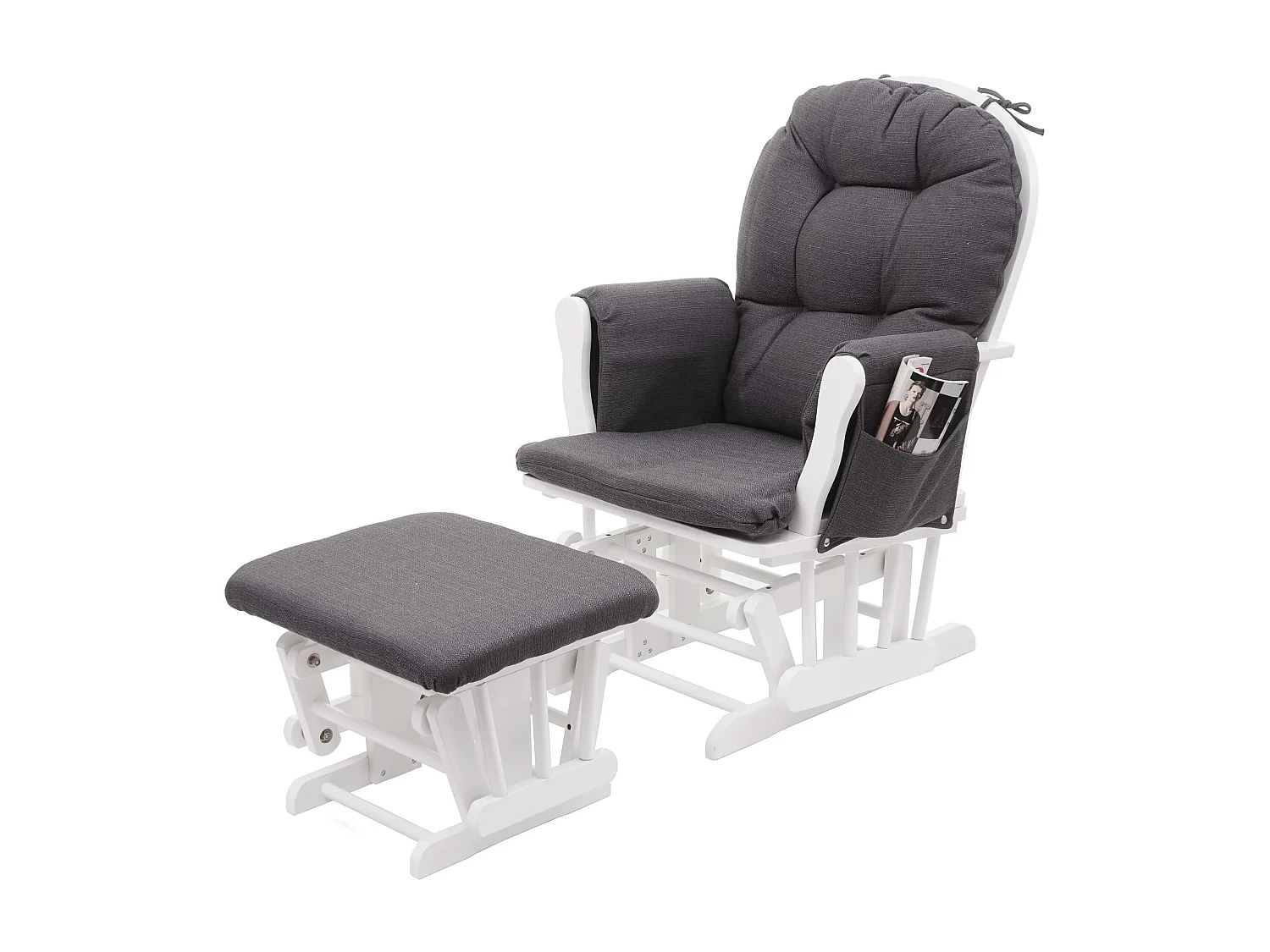 Relaxsessel MCW-C76 Schwingstuhl, Stoff/Textil, dunkelgrau, Gestell weiß