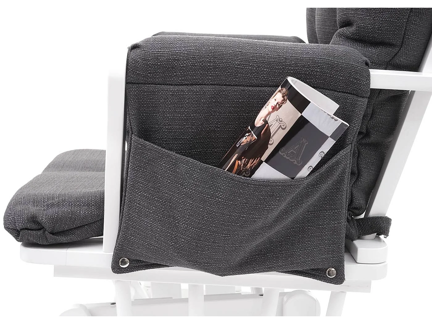 Relaxsessel MCW-C76 Schwingstuhl, Stoff/Textil, dunkelgrau, Gestell weiß