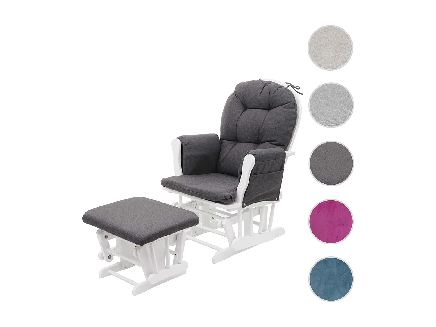 Relaxsessel MCW-C76 Schwingstuhl, Stoff/Textil, dunkelgrau, Gestell weiß