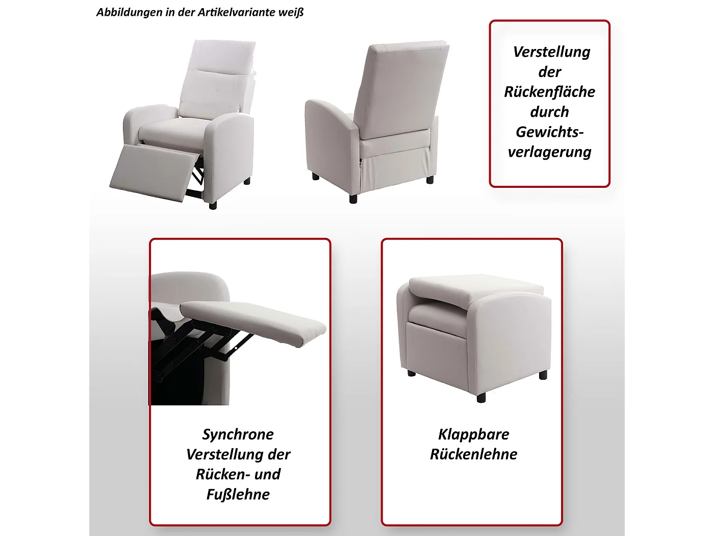 Relaxfauteuil MCW-H18,  rood