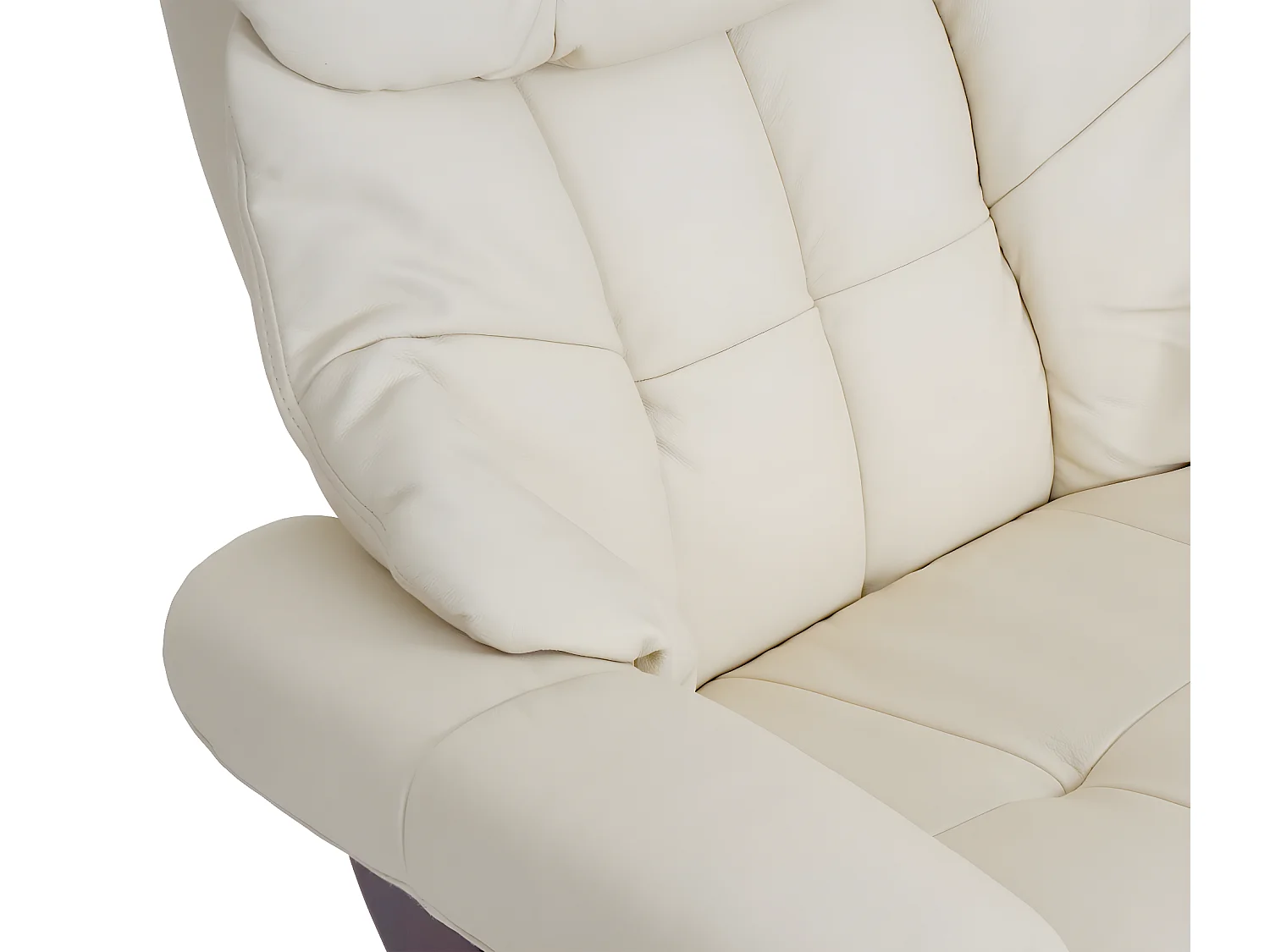 Relaxfauteuil Windsor XXL met voetenbank,  crème, walnoot look