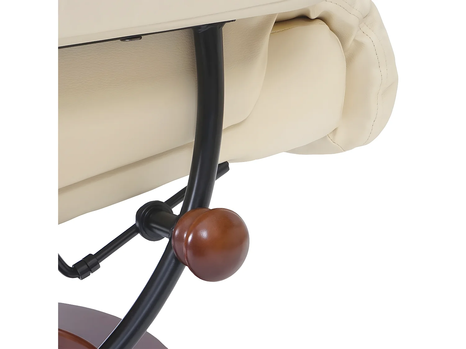 Relaxfauteuil Windsor XXL met voetenbank,  crème, walnoot look