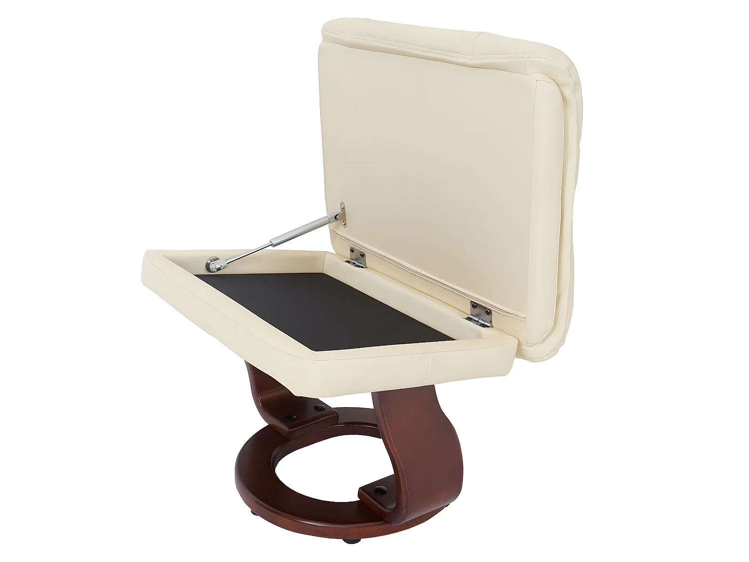 Relaxfauteuil Windsor XXL met voetenbank,  crème, walnoot look