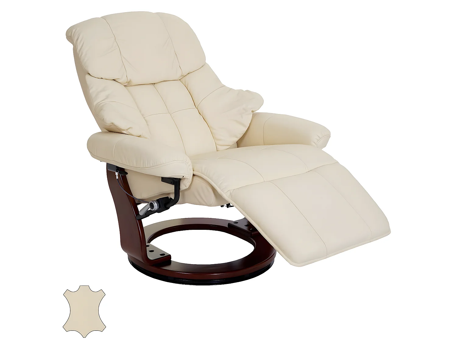 Relaxfauteuil Windsor 2,  crème, walnoot look