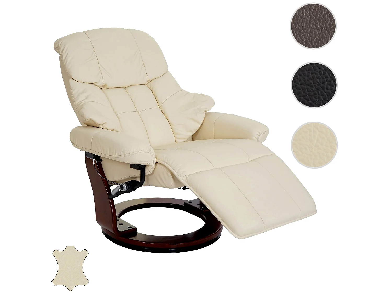Relaxfauteuil Windsor 2,  crème, walnoot look