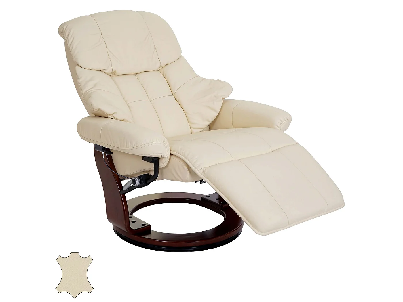 Relaxsessel Windsor 2, Creme, Walnuss-Optik