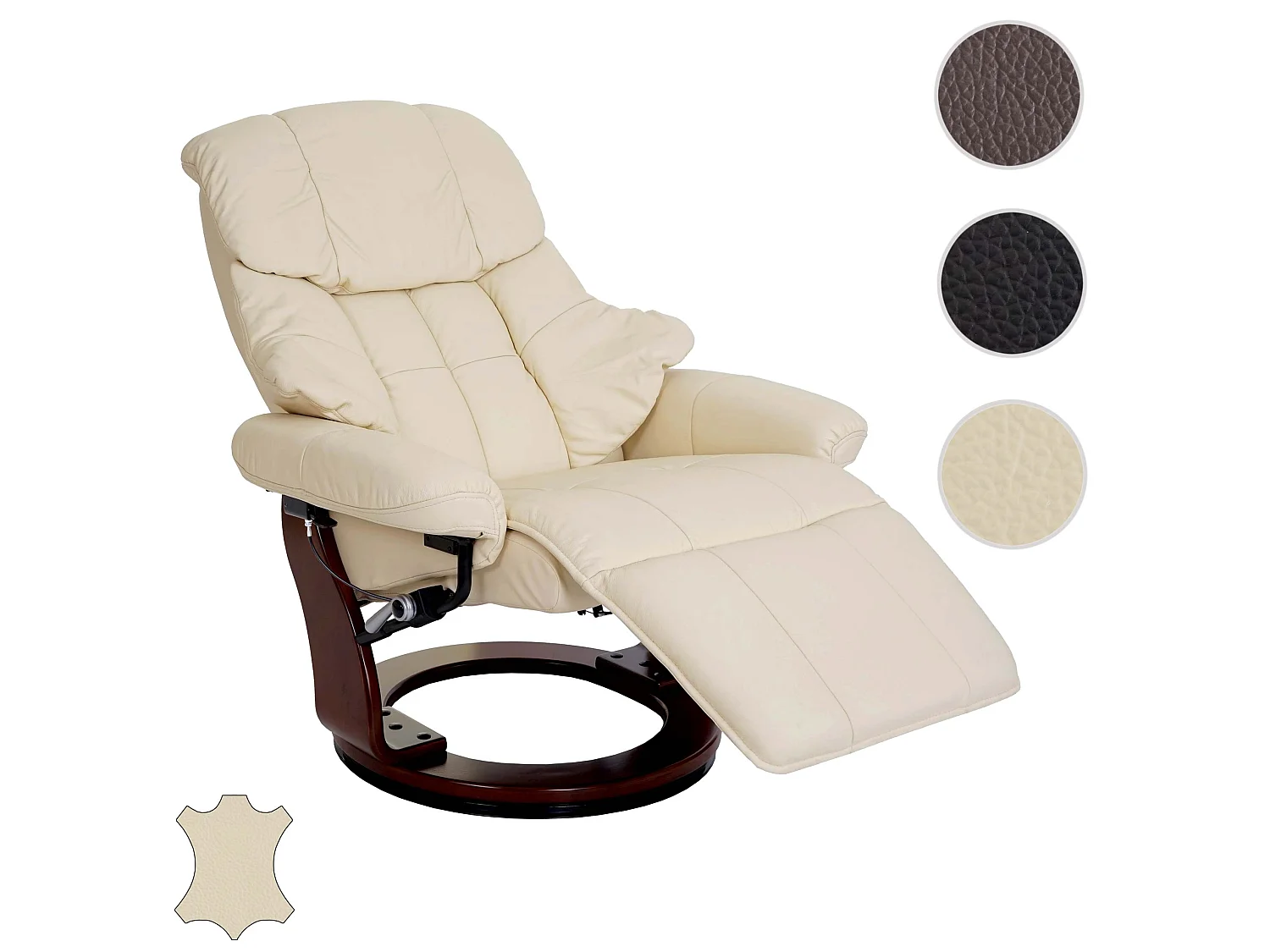 Relaxsessel Windsor 2, Creme, Walnuss-Optik
