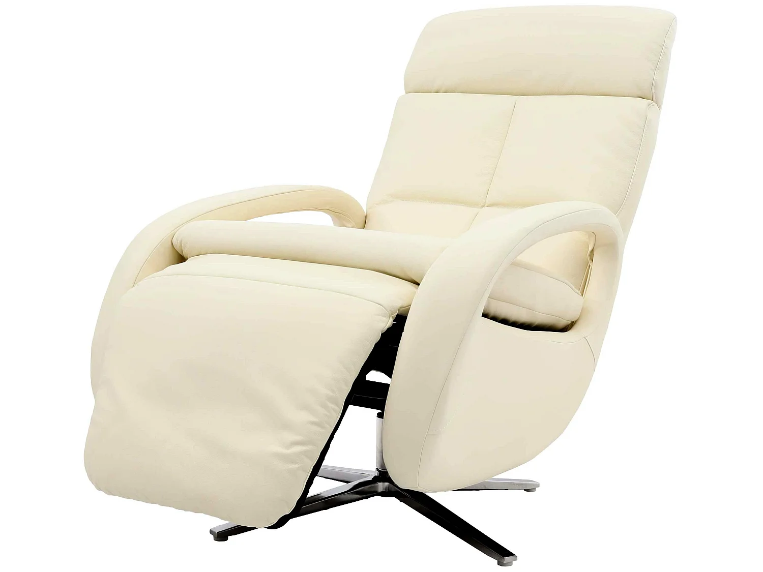 Relaxfauteuil MCW-L11 draaibaar, volledig leer,  crème-wit