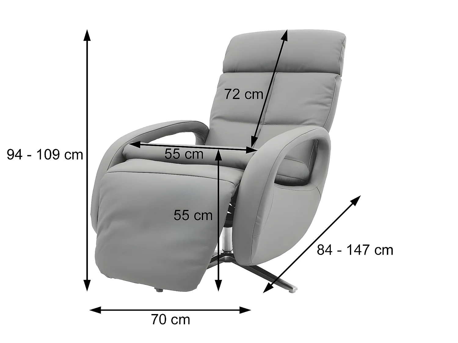 Relaxfauteuil MCW-L11 draaibaar, volledig leer,  crème-wit