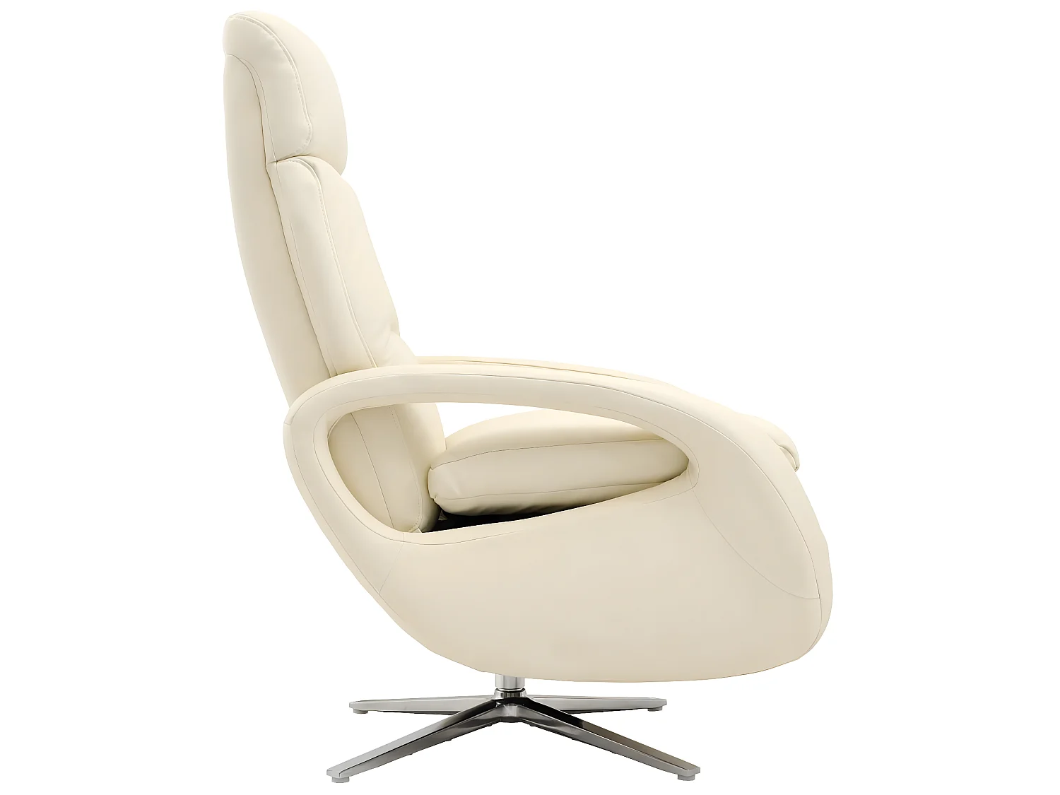 Relaxfauteuil MCW-L11 draaibaar, volledig leer,  crème-wit