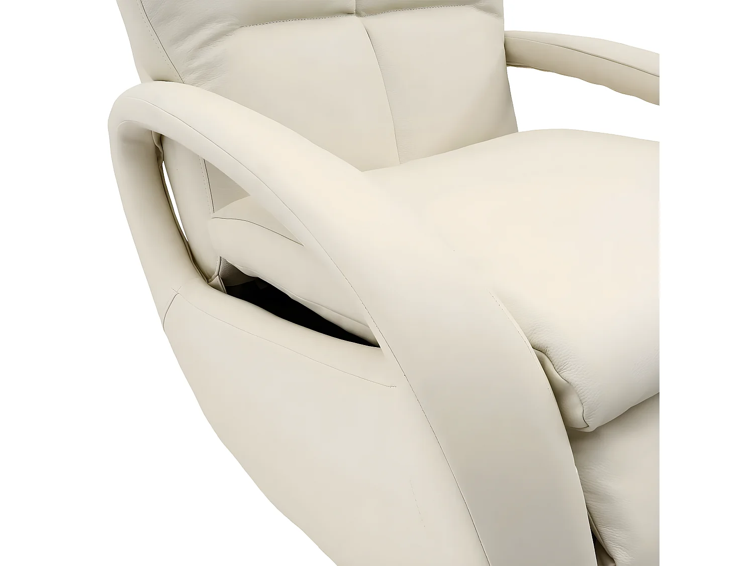 Relaxfauteuil MCW-L11 draaibaar, volledig leer,  crème-wit