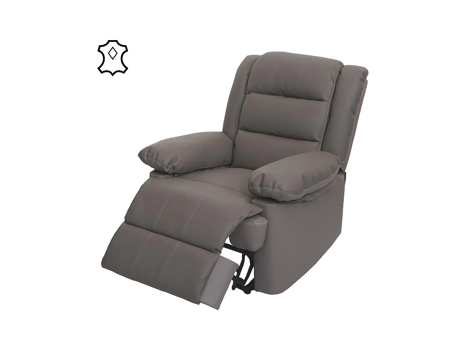 Poltrona relax reclinabile TV MCW-G15 regolabile vera pelle ecopelle grigio beige
