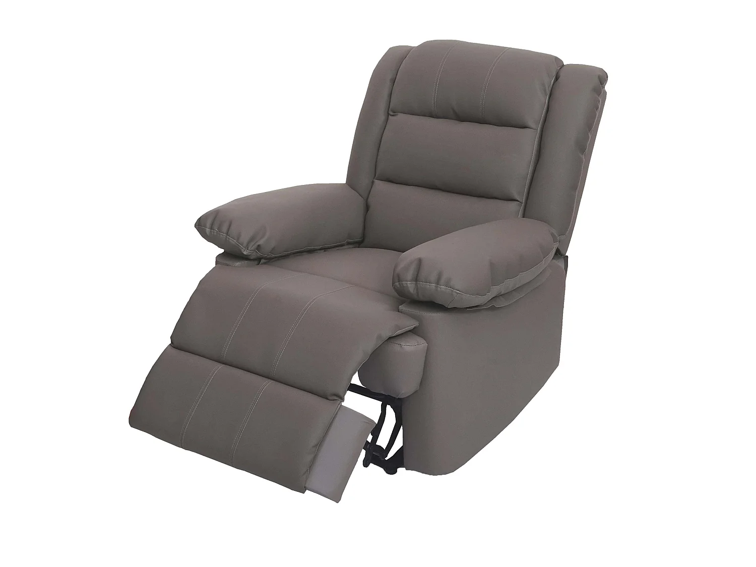 Poltrona relax reclinabile TV MCW-G15 regolabile vera pelle ecopelle grigio beige
