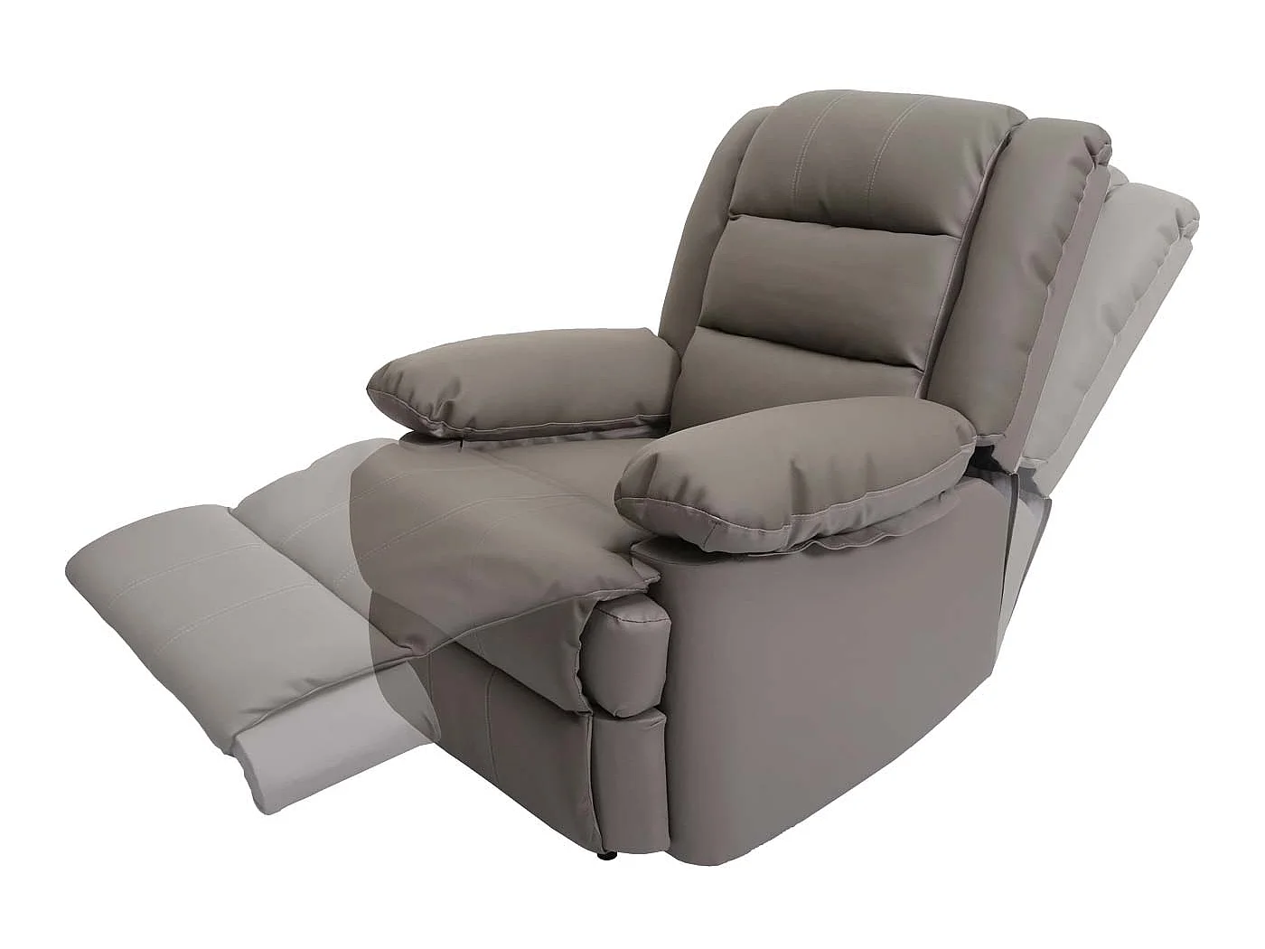 Poltrona relax reclinabile TV MCW-G15 regolabile vera pelle ecopelle grigio beige