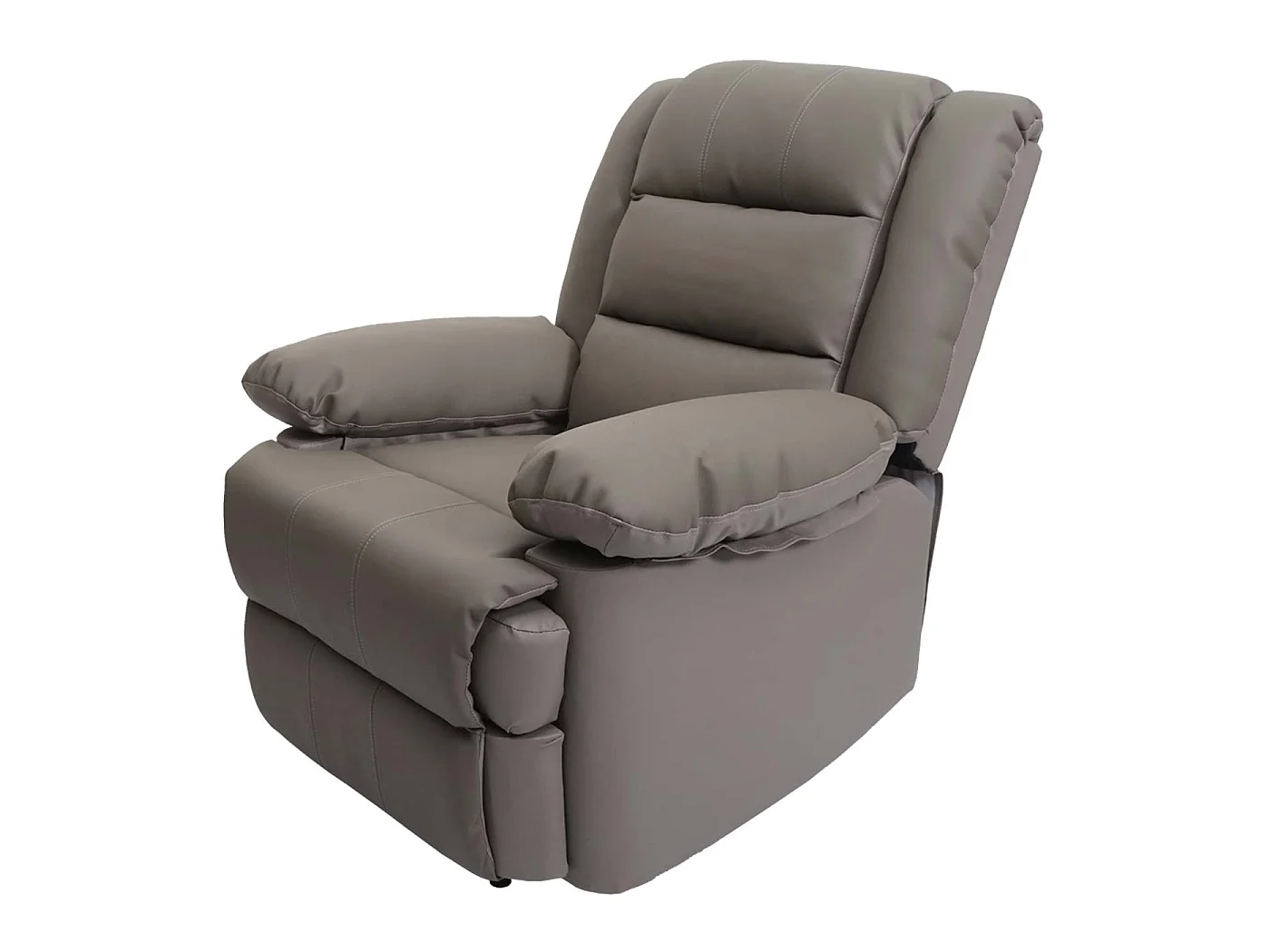 Poltrona relax reclinabile TV MCW-G15 regolabile vera pelle ecopelle grigio beige