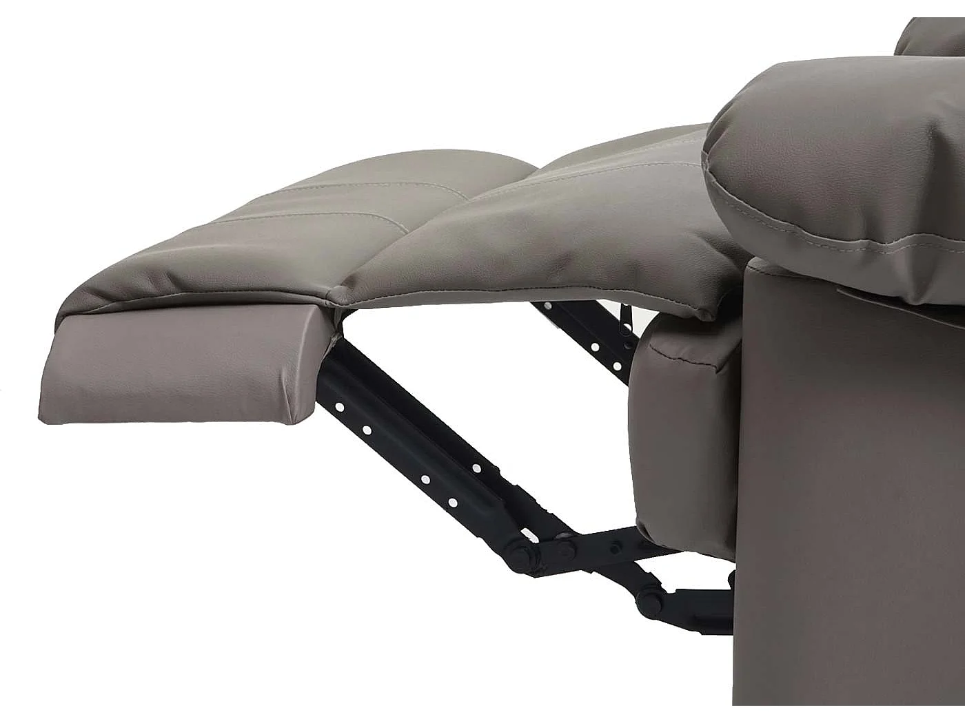 Poltrona relax reclinabile TV MCW-G15 regolabile vera pelle ecopelle grigio beige