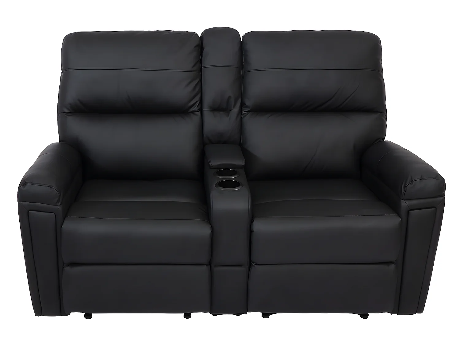2-osobowy fotel kinowy MCW-K17,  imitacja skóry, czarny