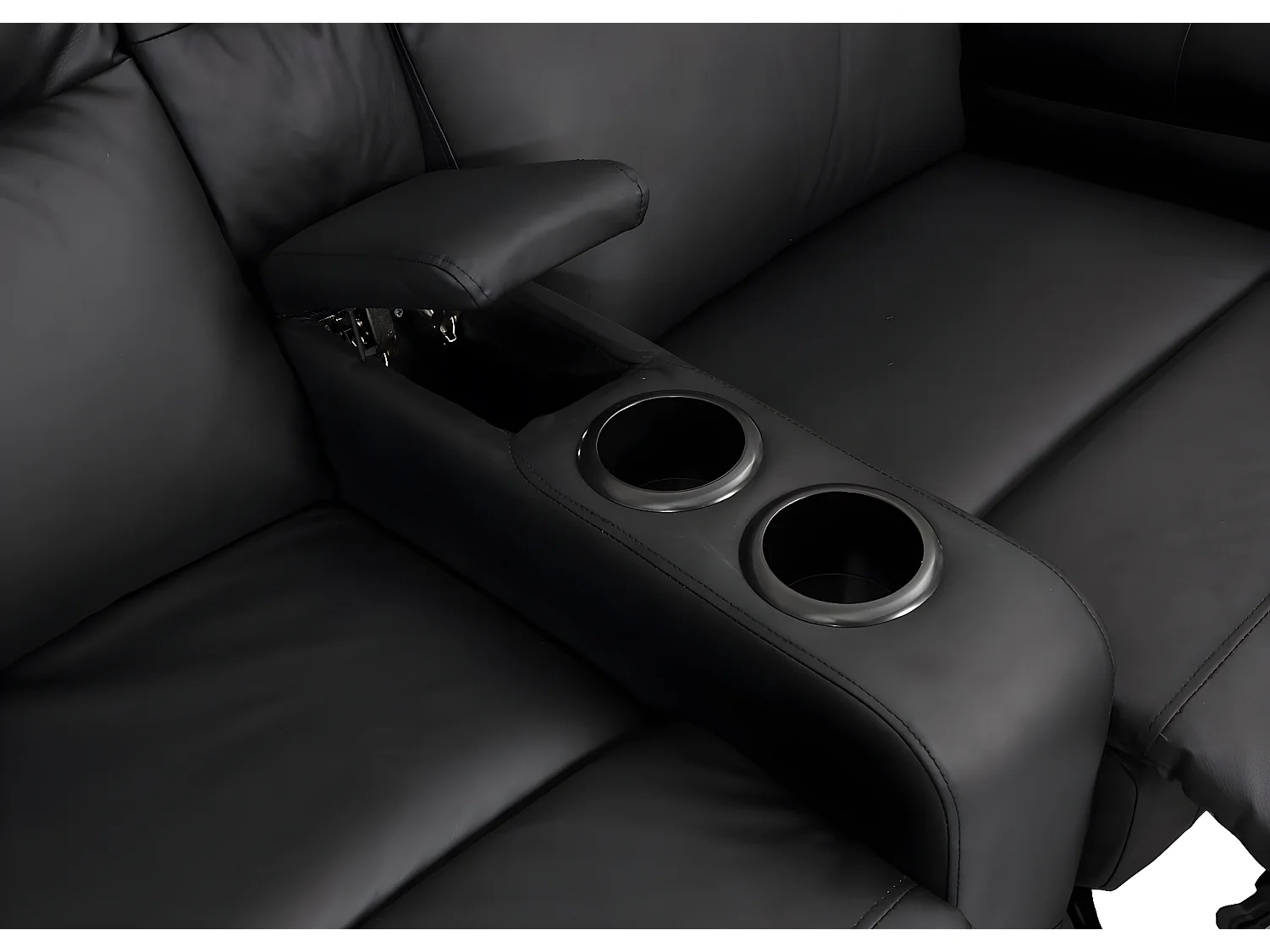 2-osobowy fotel kinowy MCW-K17,  imitacja skóry, czarny