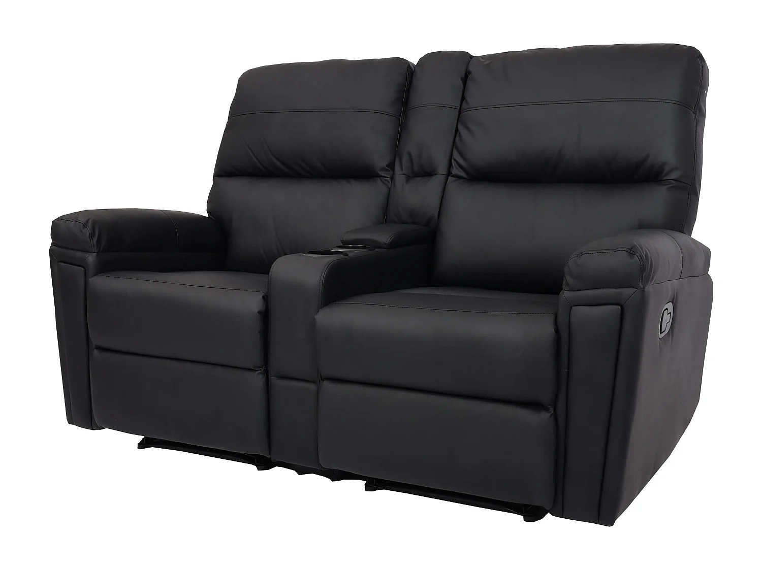 2-osobowy fotel kinowy MCW-K17,  imitacja skóry, czarny