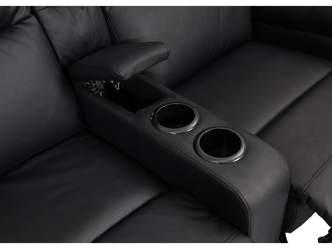 2-osobowy fotel kinowy MCW-K17,  imitacja skóry, czarny