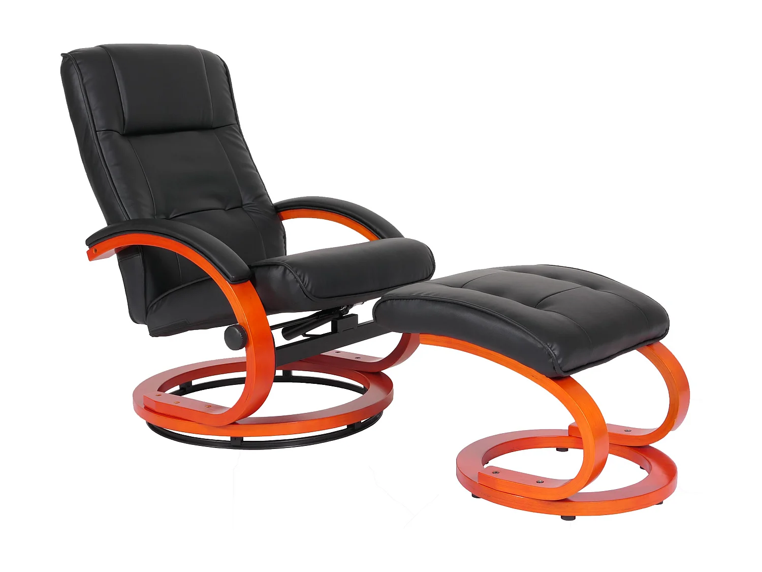 Relaxfauteuil Aprilia met voetenbank,  zwart