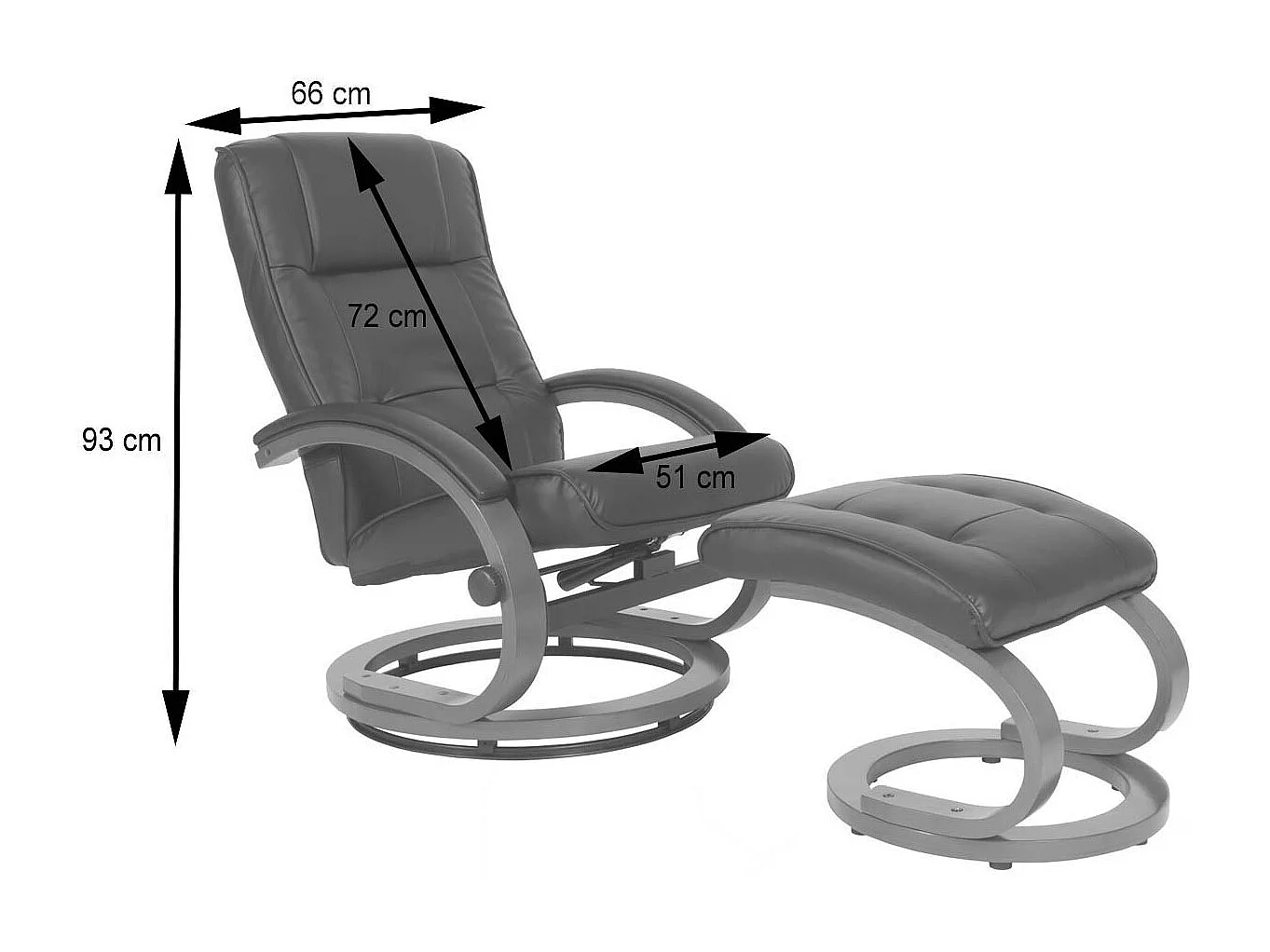 Relaxfauteuil Aprilia met voetenbank,  zwart
