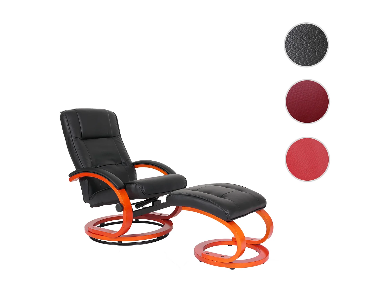 Relaxfauteuil Aprilia met voetenbank,  zwart