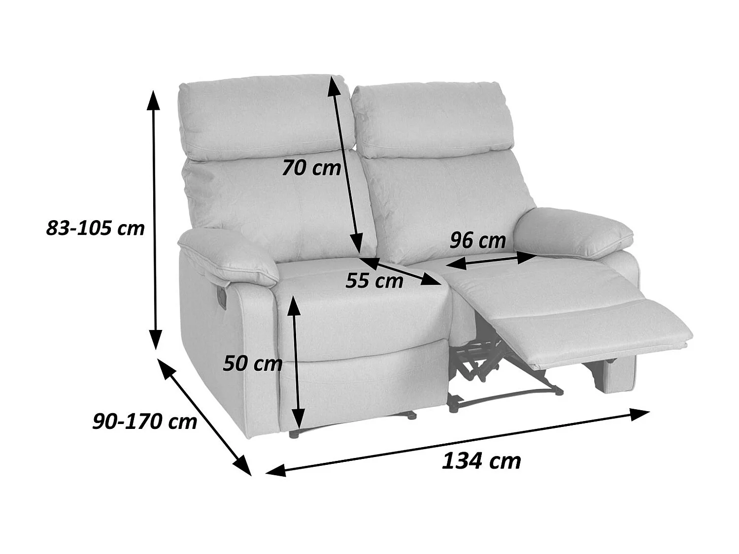 Silla de cine de 2 plazas MCW-L93,  gris claro