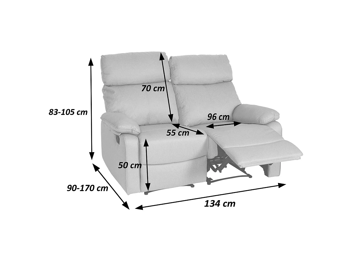 Fauteuil de cinéma 2 places MCW-L93,  gris clair