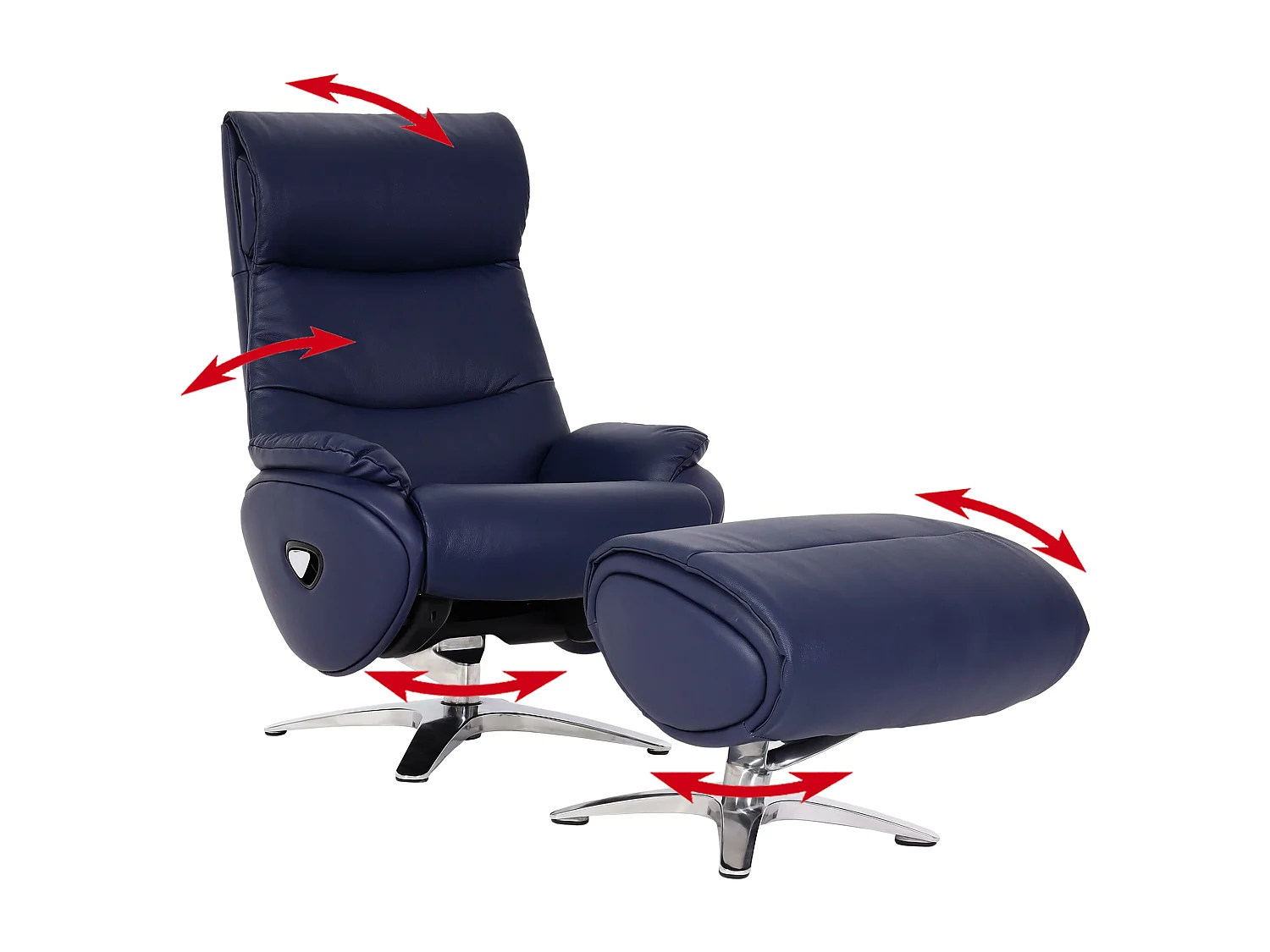 Relaxfauteuil met voetenbank MCW-K98,  blauw