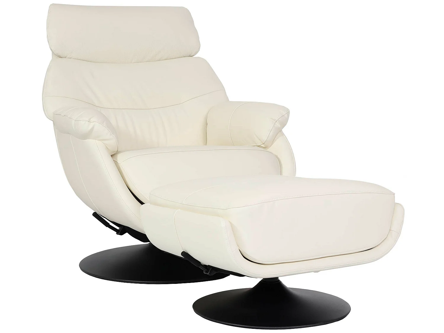 Relaxsessel mit Hocker MCW-K99, Creme-weiß