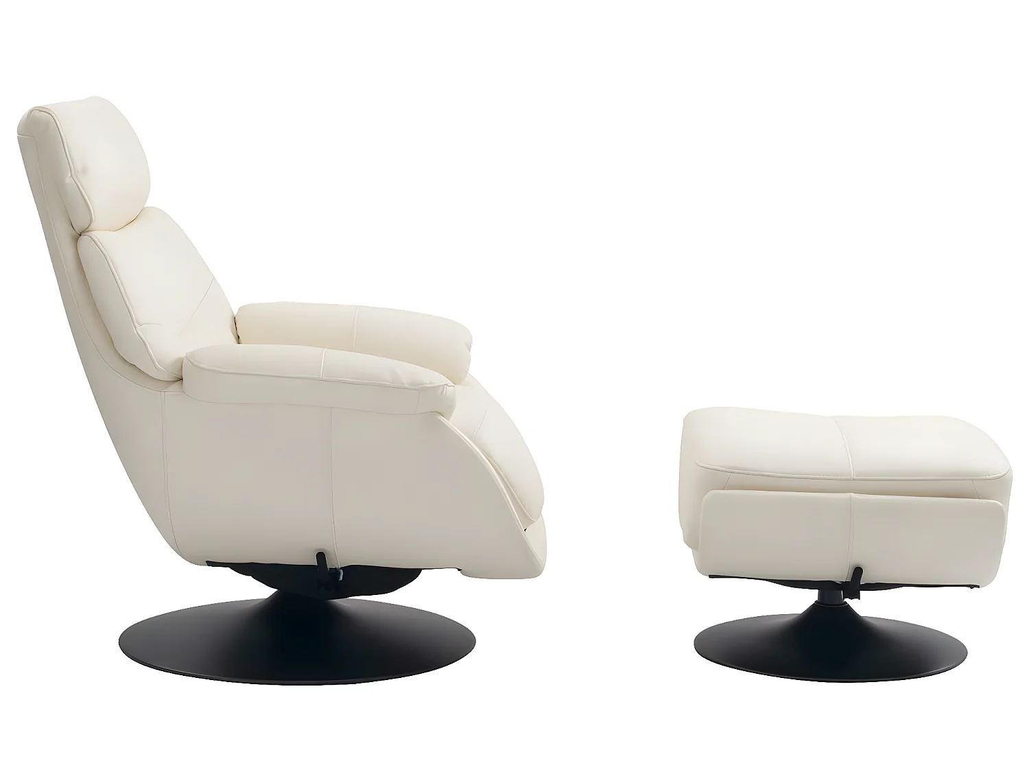 Relaxsessel mit Hocker MCW-K99, Creme-weiß