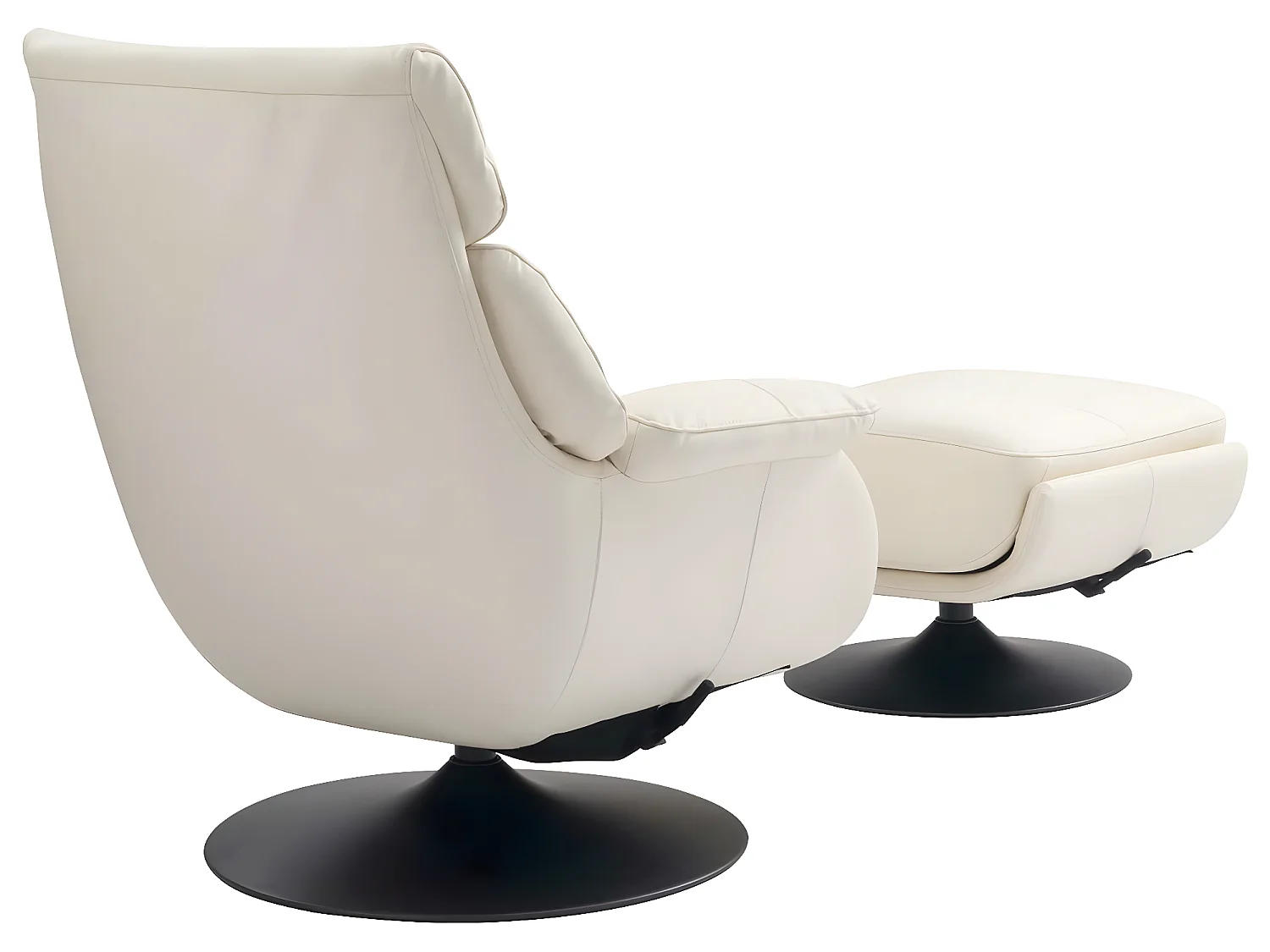 Relaxsessel mit Hocker MCW-K99, Creme-weiß