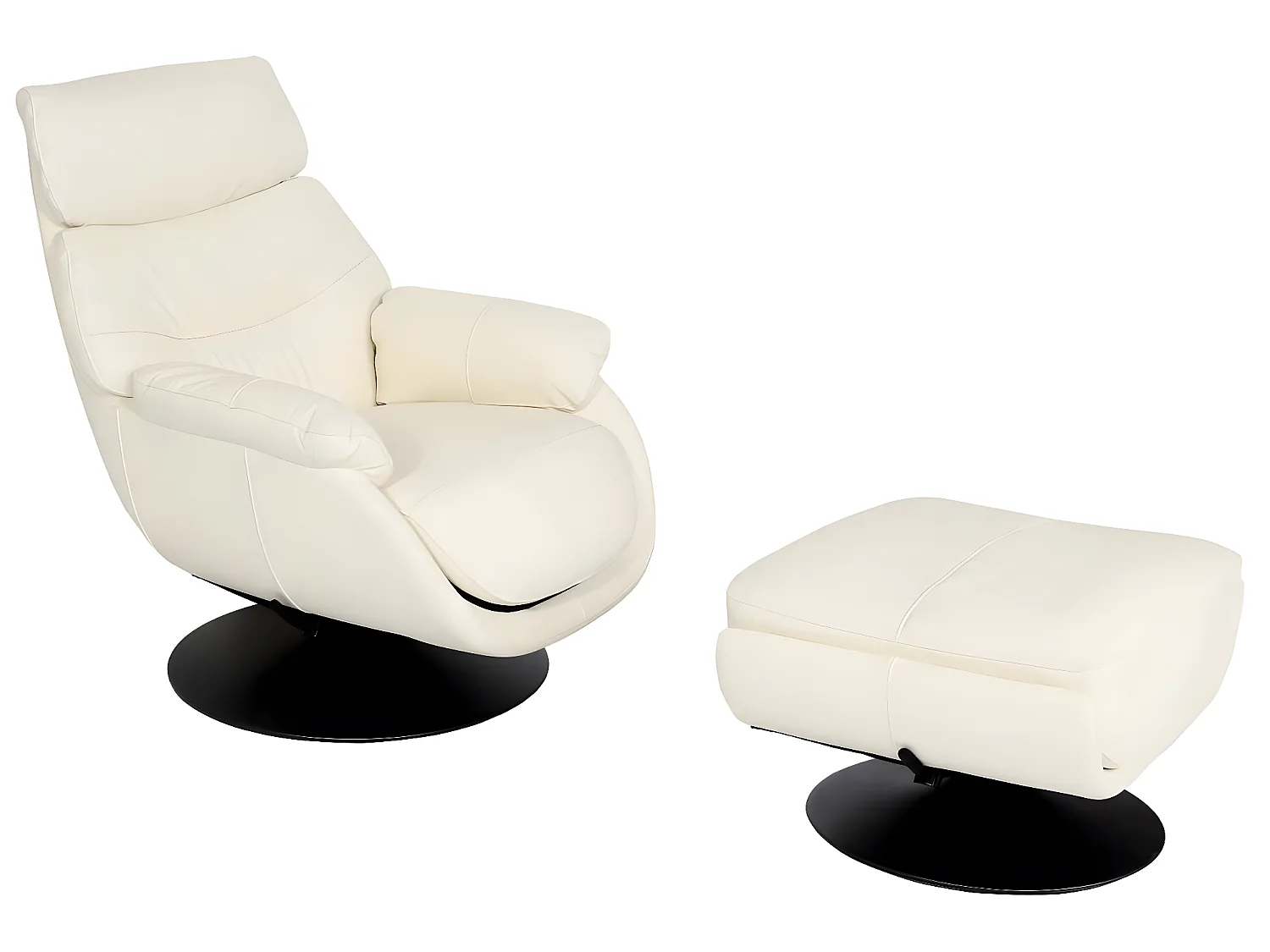 Relaxsessel mit Hocker MCW-K99, Creme-weiß