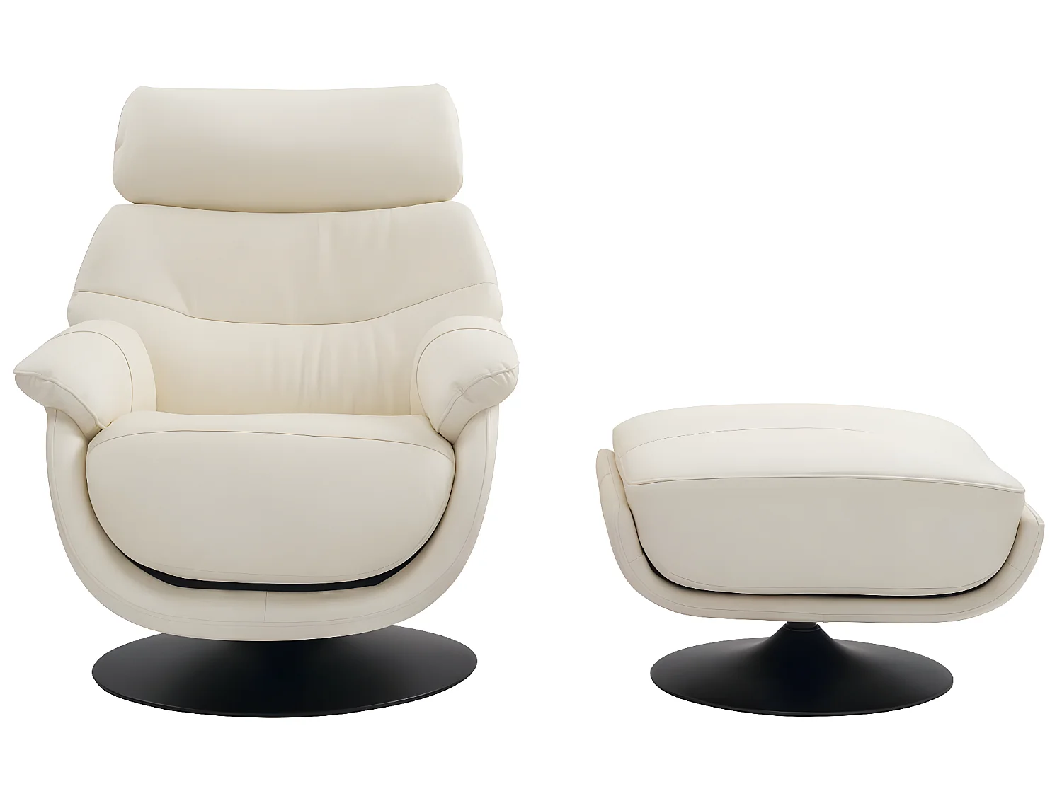 Relaxsessel mit Hocker MCW-K99, Creme-weiß