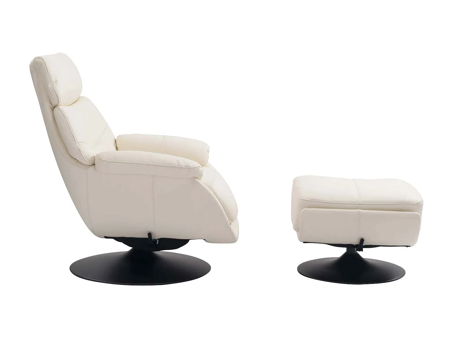 Fotel relaksacyjny z podnóżkiem MCW-K99,  kremowo-biały